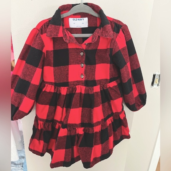 Old Navy Red Buffalo Check/Flannel Shirt Dress - Picture 1 of 4